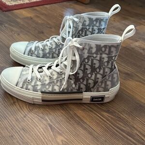 Dior Monogram High-Top Sneakers in Black and White excellent condition size 44